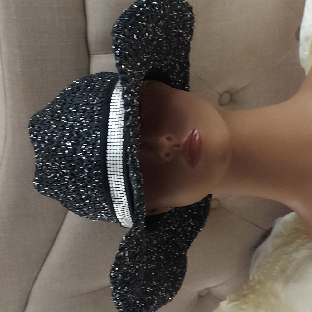 Black Paper Silver Sparkle Flexible Cowgirl Western Hat